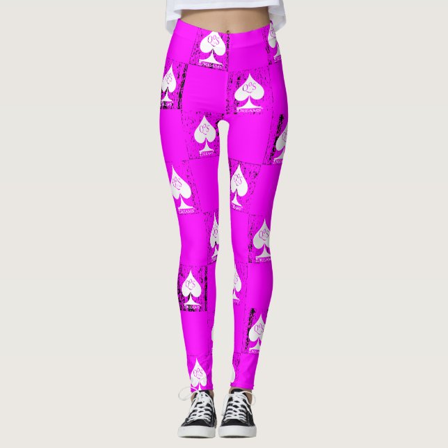 Königin der Spades Leggings Rosa Weiße Schachbrett (Vorderseite)