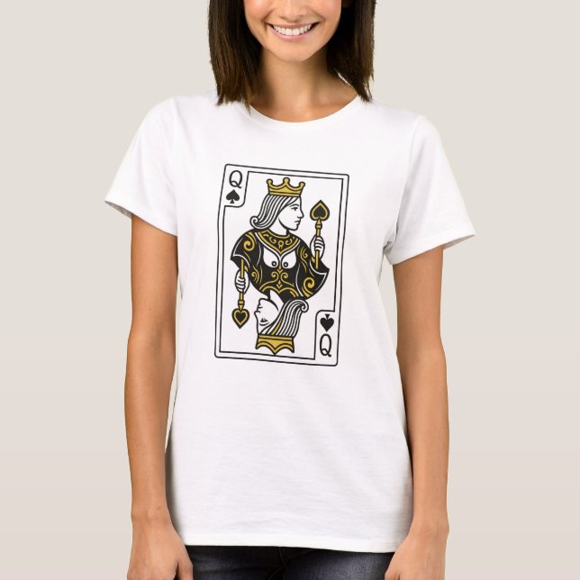 Königin der Spades — Schwarz & Gold T-Shirt (Vorderseite)