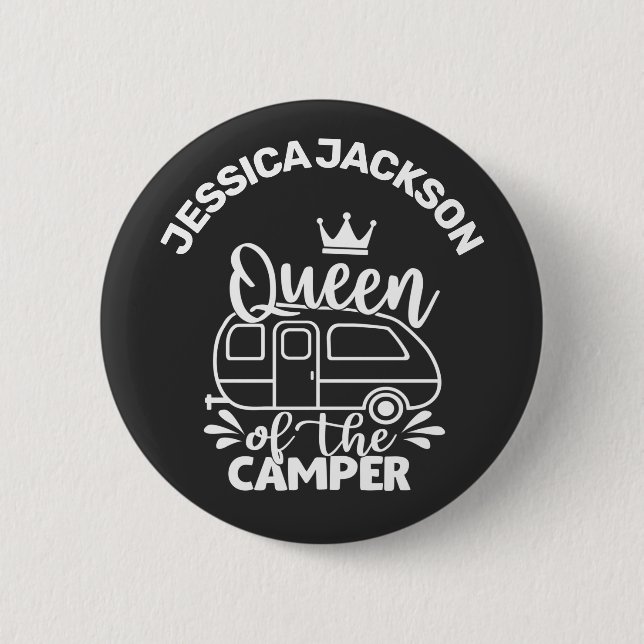 Königin des Campers mit Kronen und Camping-Liebhab Button (Vorderseite)