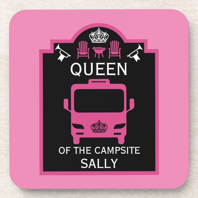 Königin des Campings Getränkeuntersetzer (Vorderseite)
