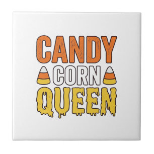 Königin des Candy Corn Vintage-Halloween-T-Shirt-D Fliese