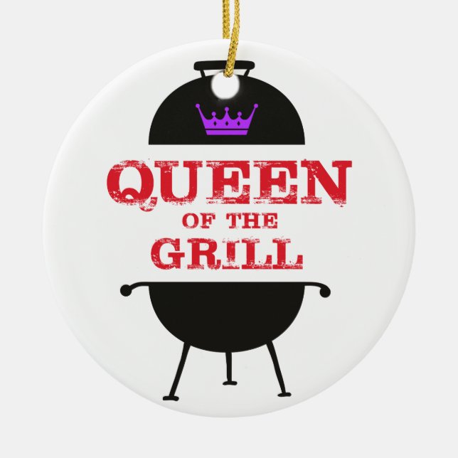 Königin des Grills, Lila kronenrot Keramik Ornament (Vorne)