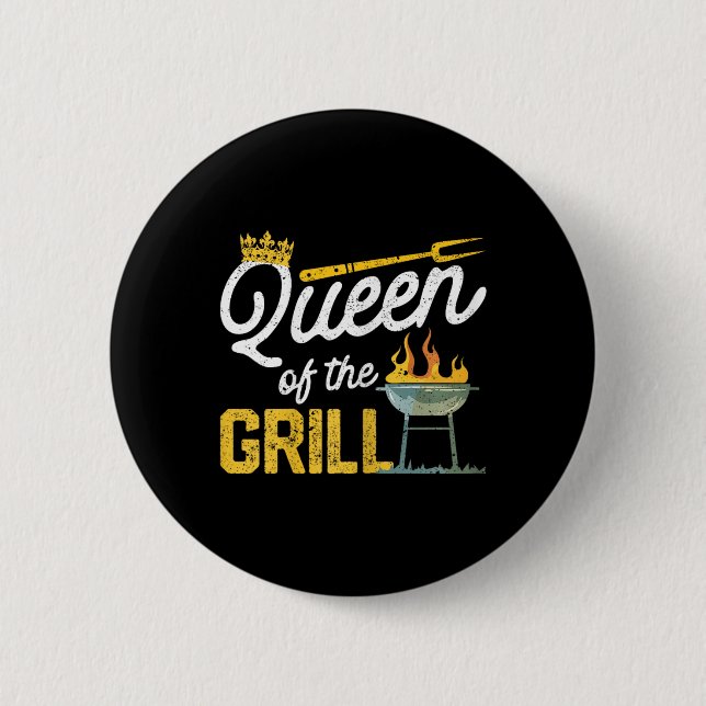 Königin des Grills Lustiges geräuchertes Fleisch B Button (Vorderseite)