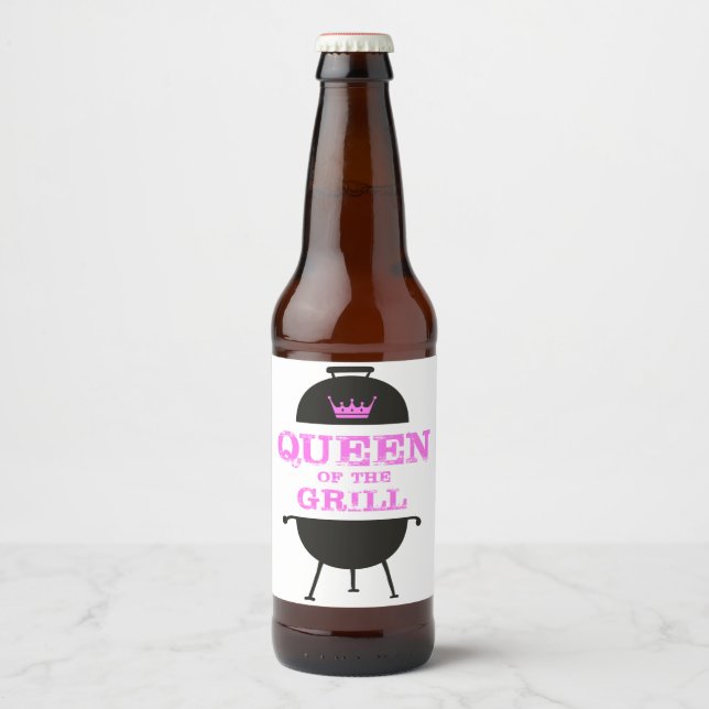 Königin des Grills, rosa Kronenrosa Bierflaschenetikett (Vorderseite)