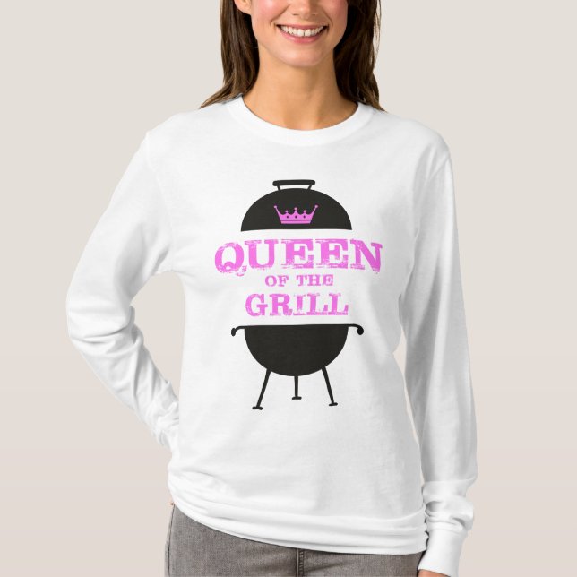 Königin des Grills, rosa Kronenrosa T-Shirt (Vorderseite)