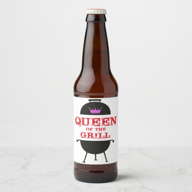 Königin des Grills, rosa Kronenrot Bierflaschenetikett (Vorderseite)