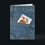 Königin des Herz-Geburtstages Karte<br><div class="desc">Königin der Spielkarte der Herzen in einer blauen Baumwollstofftasche.</div>
