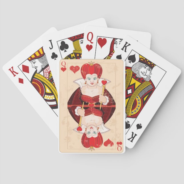 Königin des Herzens, die Karten spielt Spielkarten (Rückseite)