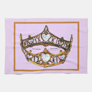 Königin des Herzens Goldkrone Tiara rosa thistle Geschirrtuch