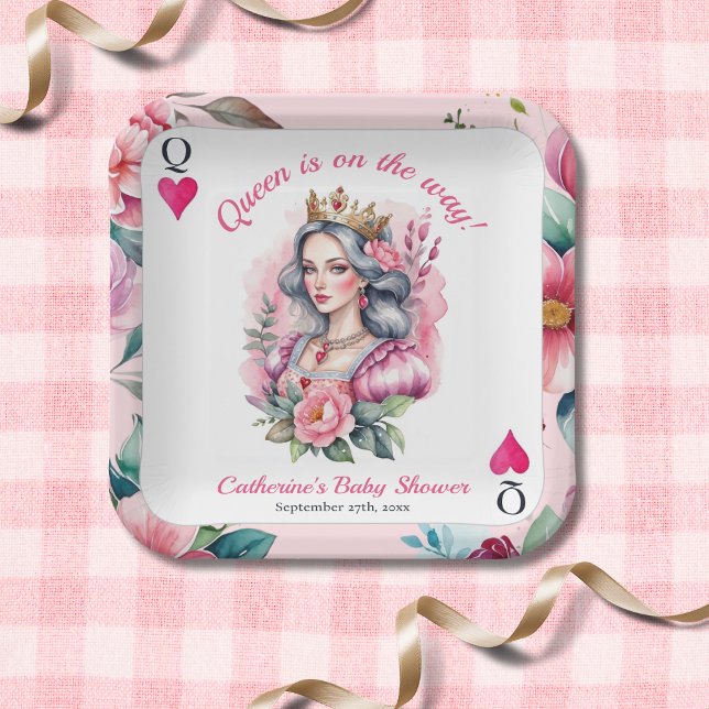 Königin des Herzens Kartenspielen Rosa Babydusche Pappteller (Von Creator hochgeladen)