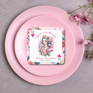 Königin des Herzens Kartenspielen Rosa Babydusche Rechteckiger Pappuntersetzer