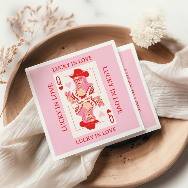 Königin des Herzens Spielkarten Bachelorette Serviette (queen of hearts napkins, vegas bachelorette party napkins, casino theme bridal napkins, poker night )