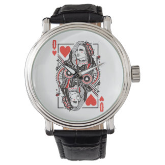 Königin des Herzens, überspannte Grafik, Spielkart Armbanduhr