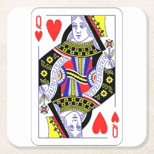 Königin des Herzens, überspannte Grafik, Spielkart Rechteckiger Pappuntersetzer