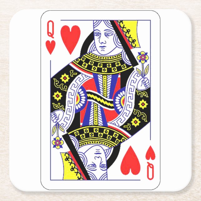 Königin des Herzens, überspannte Grafik, Spielkart Rechteckiger Pappuntersetzer (Vorderseite)