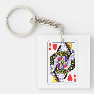 Königin des Herzens, überspannte Grafik, Spielkart Schlüsselanhänger
