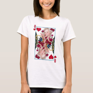 Königin des Herzens, überspannte Grafik, Spielkart T-Shirt