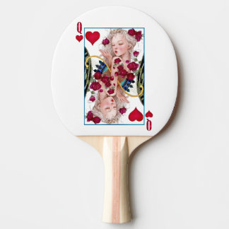 Königin des Herzens, überspannte Grafik, Spielkart Tischtennis Schläger