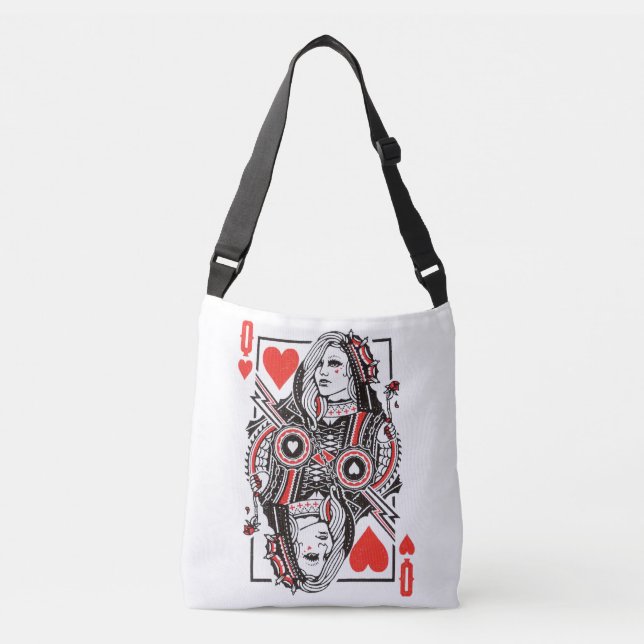 Königin des Herzens, überspannte Grafik, Spielkart Tragetaschen Mit Langen Trägern (Vorderseite)