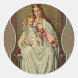 Königin des Himmels Säugling Jesus, der Globe hält Runder Aufkleber