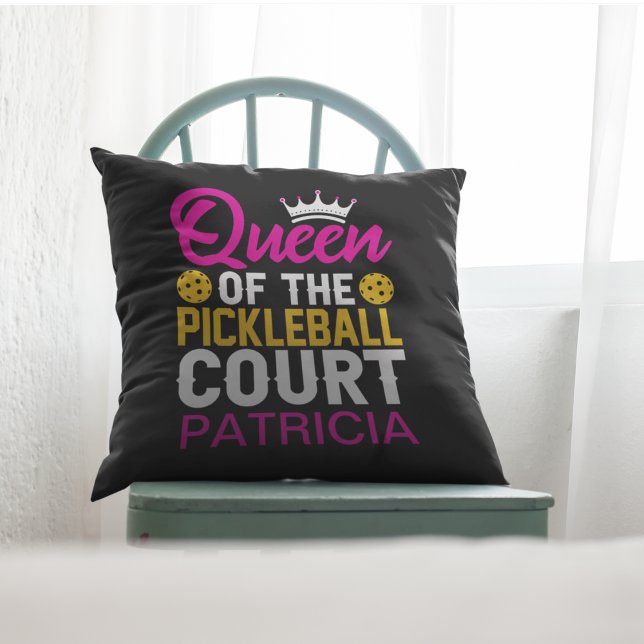 Königin des Pickleball Court Personalisiert Name Kissen (Von Creator hochgeladen)