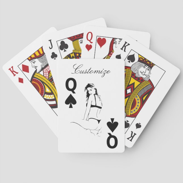 Königin des Spaten-Bikini-Mädchens Thunder_Cove Spielkarten (Rückseite)