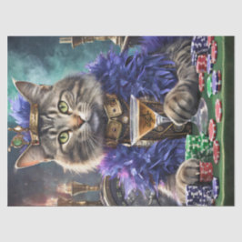 Königin des Tisches, Katze spielt Karten Seidenpapier