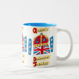 Königin-Diamant-Jubiläumsemblem Zweifarbige Tasse
