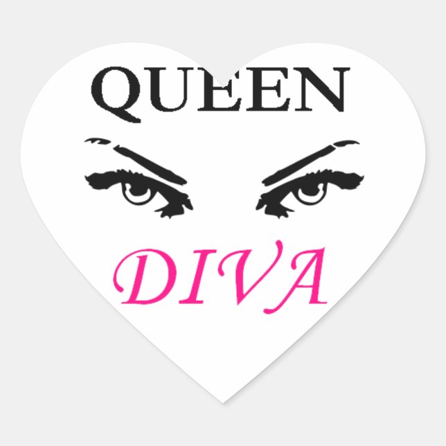 Königin Diva schwarz-rosa Logo mit femininen Augen Herz-Aufkleber (Vorderseite)