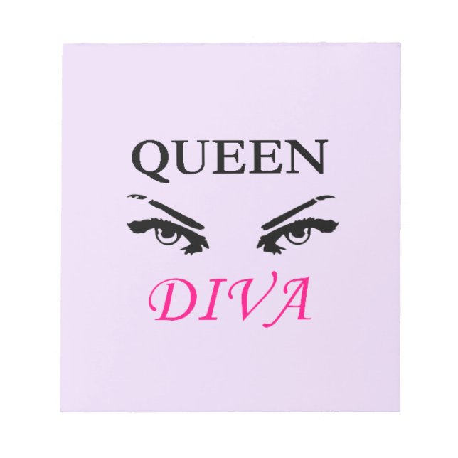 Königin Diva schwarz-rosa Logo mit femininen Augen Notizblock (Vorderseite)