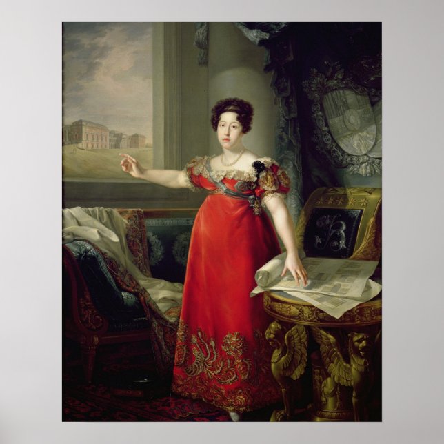 Königin Dona Maria Isabel de Braganza, 1829 (Öl au Poster (Vorne)