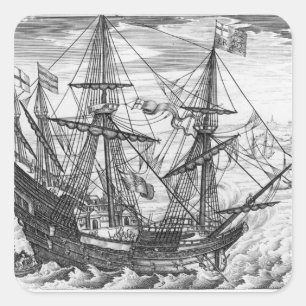 Königin Elisabeth-Galeon Quadratischer Aufkleber