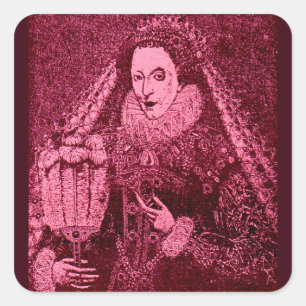 Königin Elisabeth I. in Rosa Quadratischer Aufkleber