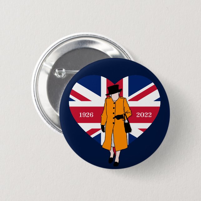 Königin Elisabeth II. Königin des Herzens Button (Vorne & Hinten)
