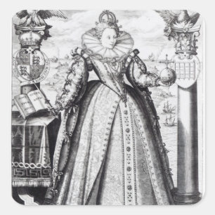 Königin Elizabeth I 1596 Quadratischer Aufkleber