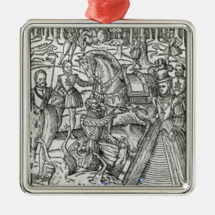 Königin Elizabeth I an einer Hirschjagd Silbernes Ornament