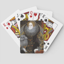 Königin Elizabeth I. bläst ein weißes Kaugummi Spielkarten
