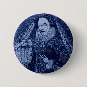 Königin Elizabeth I. blau Button