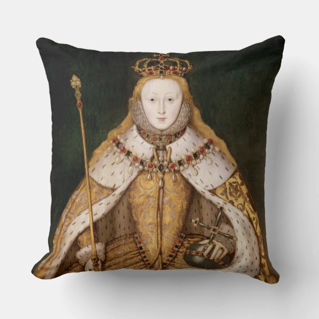 Königin Elizabeth I in den Krönungs-Roben Kissen (Vorderseite)