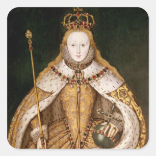 Königin Elizabeth I in den Krönungs-Roben Quadratischer Aufkleber