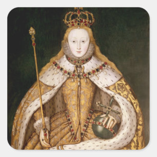Königin Elizabeth I in den Krönungs-Roben Quadratischer Aufkleber
