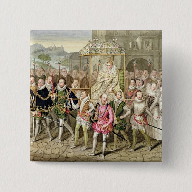 Königin Elizabeth I in der Prozession mit ihren Button (Vorderseite)
