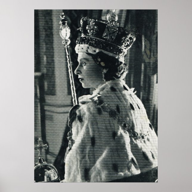 Königin Elizabeth II. mit Koronationsregalia Poster (Vorne)