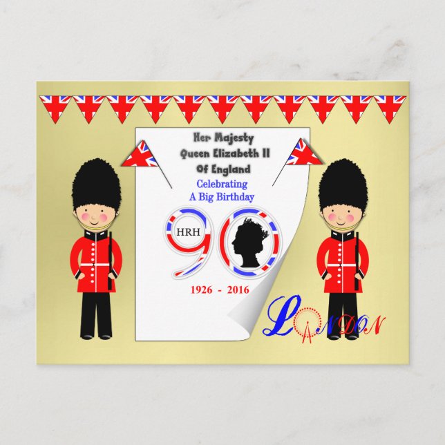 Königin Elizabeth II von England 90. Geburtstag Postkarte (Vorderseite)