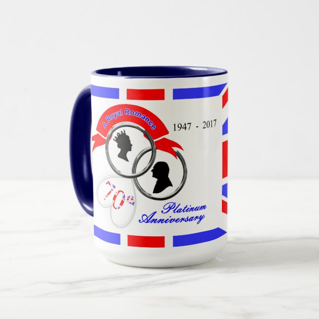 Königin Elizabeth Prince Philip 70 Jahre Tasse (Vorderseite Links)