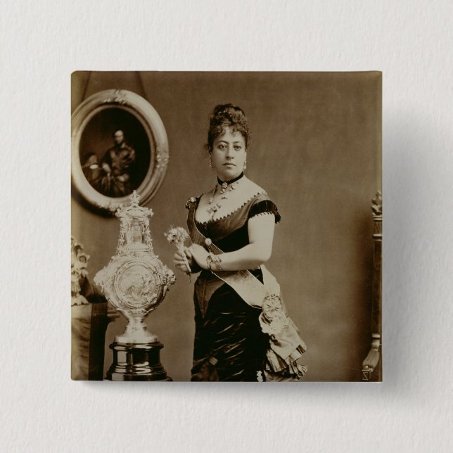 Königin Emma (1836-85) (Sepiaphotographie) Button (Vorderseite)