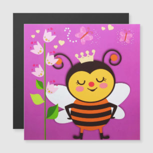 Königin Glückliche Kleine Honigbiene Blumen Schmet Magnetkarte