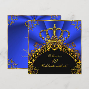 Königin King Regal Gold Royal Blue Birthday Party Einladung