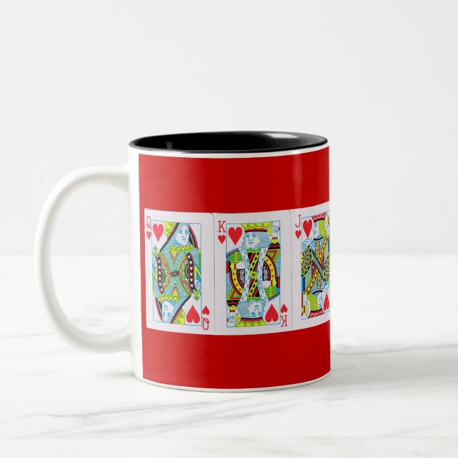 Königin, König, Jack des Herzens Zweifarbige Tasse (Links)
