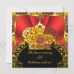 Königin König Regent Rot Gold Royal Geburtstagsfei Einladung